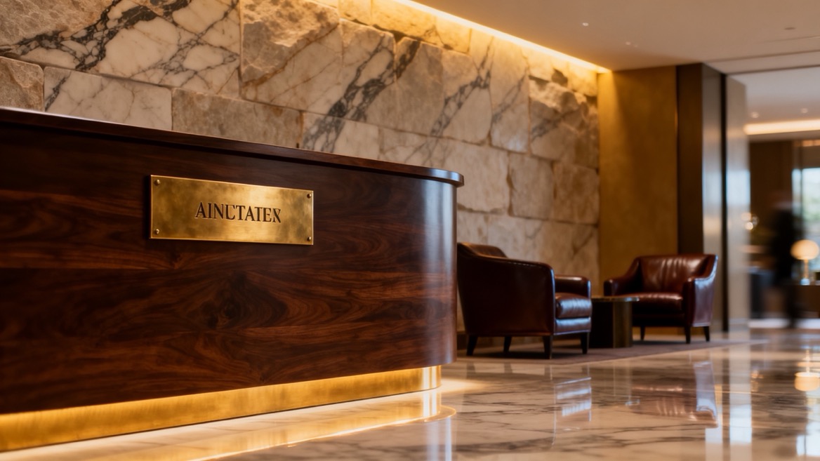 Luxury Hotel Brass Name Plate Lobby-20260922 Luxury Hotel Brass Name Plate Lobby-20260922