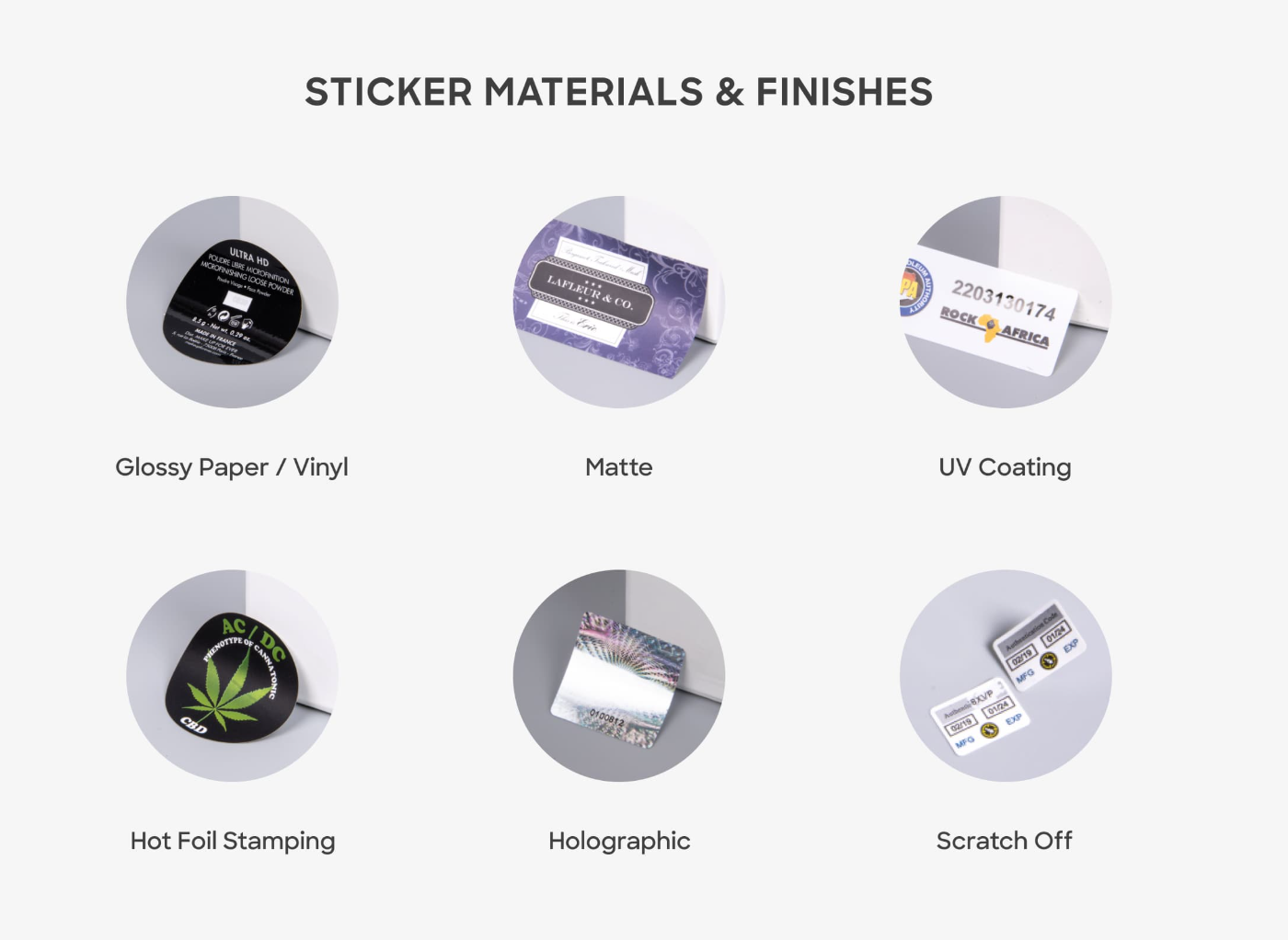 stickers materials&finishes ステッカーの素材と仕上げ