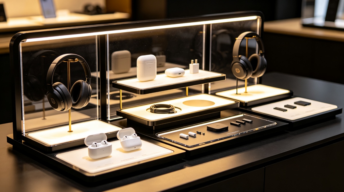 Acrylic & Metal Display Cabinet for Electronic Accessories Acrylic & Metal Display Cabinet for Electronic Accessories