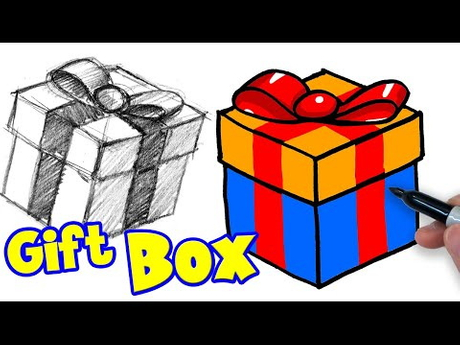 Gift Box Drawing Easy With Colour