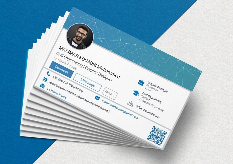 linkedin on a business card