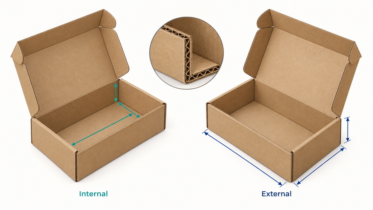 Internal And External Mailer Box Dimensions