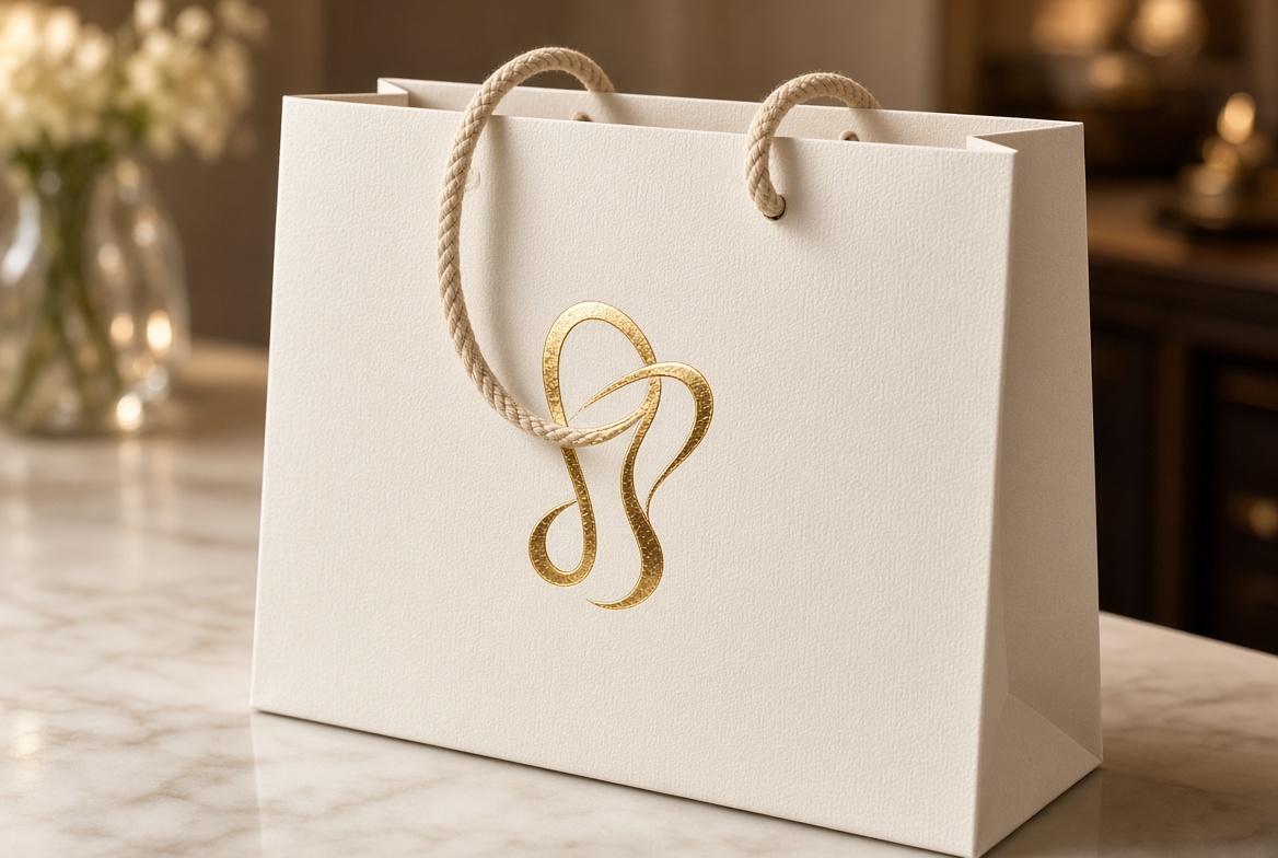 Gold Foil Stamped Luxury Shopping Bag Gold Foil Stamped Luxury Shopping Bag
