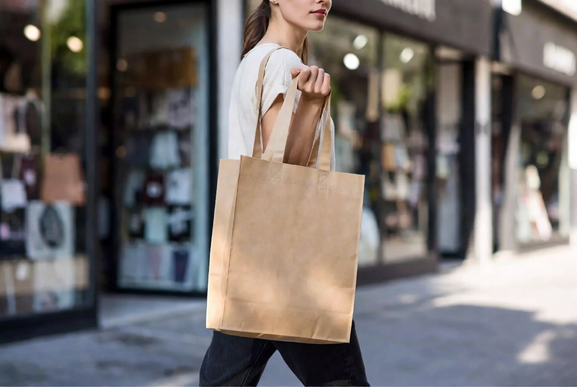 Retail Shopper Carrying Tote Bag