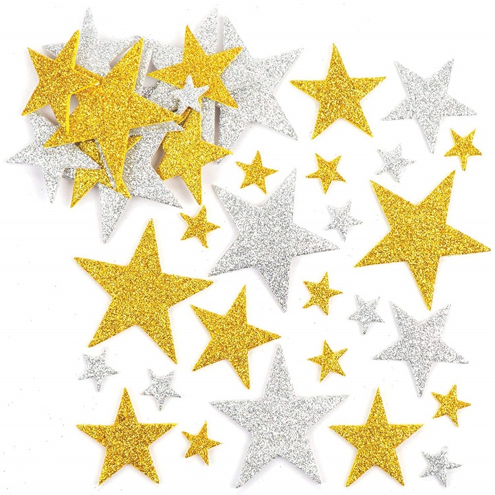 white foam star stickers