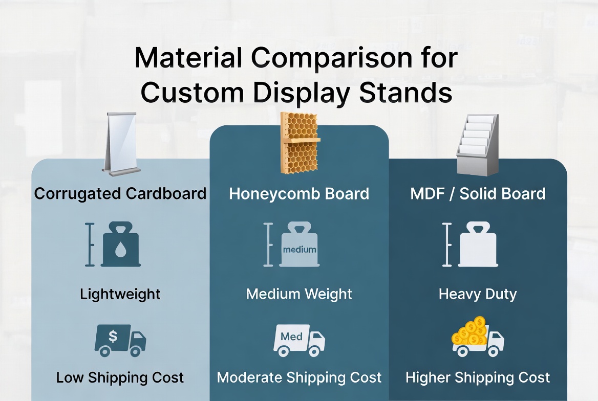 Material And Weight Comparison For Display Stands Material And Weight Comparison For Display Stands
