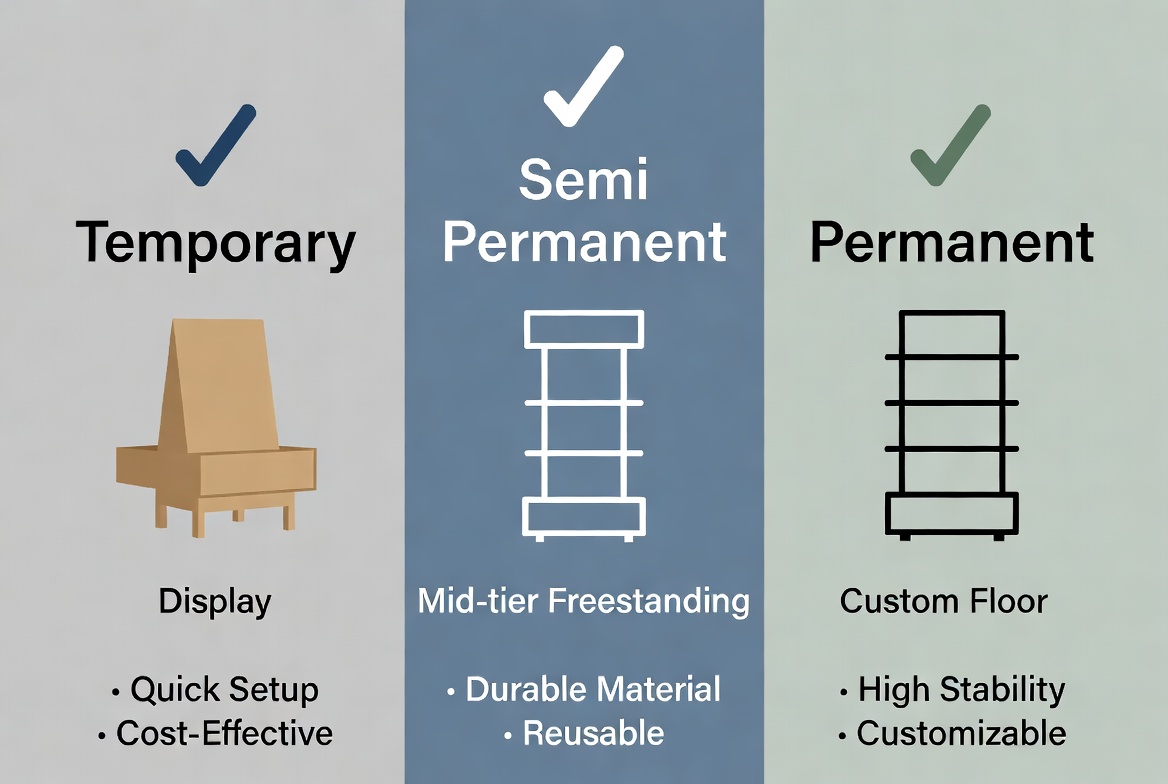 Temporary And Permanent Display Comparison Temporary And Permanent Display Comparison