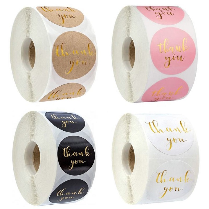 gold thank you stickers